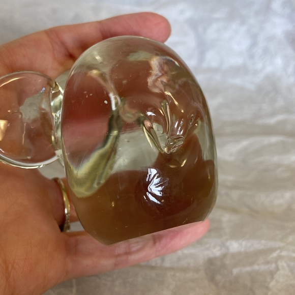 Vintage Clear Blown Glass Elephant Paperweight Lucky Trunk Up Figurine - Picture 6 of 6